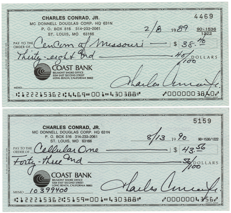 Lot 454 Charles Conrad (2) Signed Checks