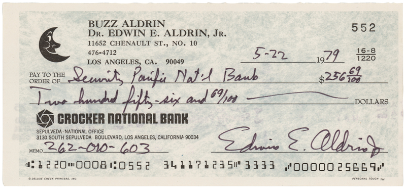 Lot 428 Buzz Aldrin Signed Check