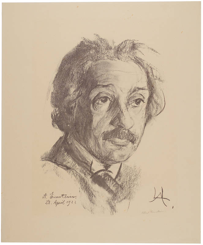 Lot 125 Albert Einstein Signed Oversized Lithograph by Lou Albert-Lasard - Front-Facing Portrait (1922)
