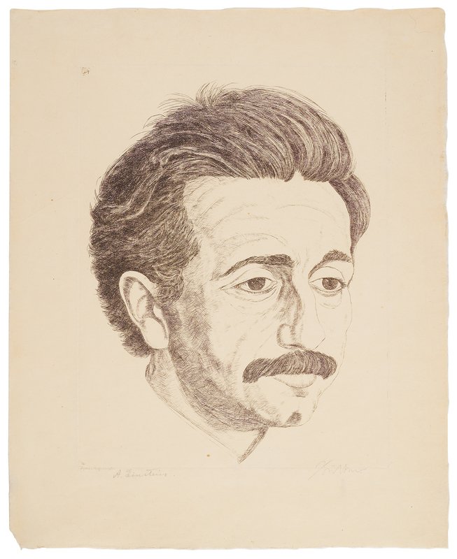 Lot 117 Albert Einstein Signed Oversized Etching by Erich Büttner (1917)