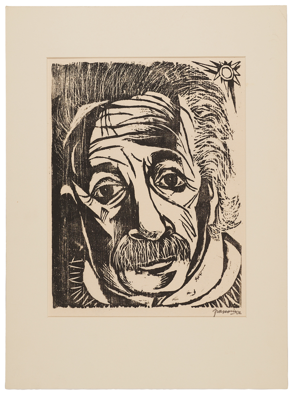 Lot 151 Albert Einstein Oversized Woodcut Print by Antonio Frasconi (1952)