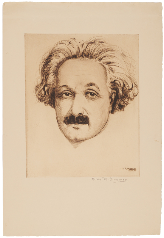 Lot 135 Albert Einstein Oversized Etching by Elias Grossman (1930)