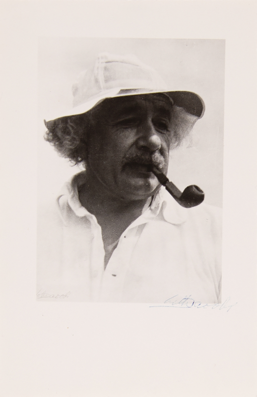 Lot 137 Albert Einstein Original Postcard Photograph by Lotte Jacobi (c. 1930/1980), with ANS by Jacobi