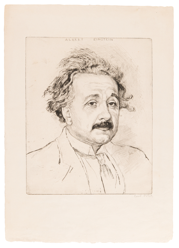 Lot 129 Albert Einstein Oversized Etching by Emil Orlik (c. 1925)