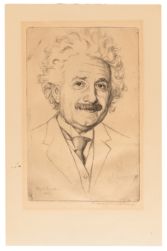 Lot 142 Albert Einstein Signed Etching by Lionel S. Reiss (1933)