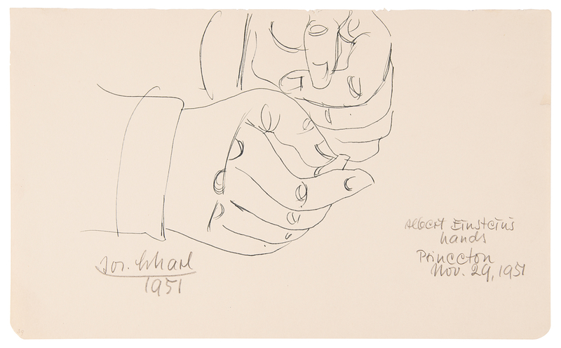 Lot 150 Albert Einstein Original Drawing by Josef Scharl (1951) - 