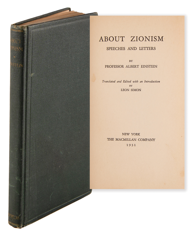 Lot 158 Albert Einstein First Edition Book - About Zionism: Speeches and Letters