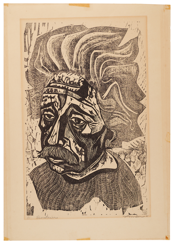 Lot 153 Albert Einstein Oversized Woodcut Print by Irving Amen (1955) (Ltd. Ed. #170/200)