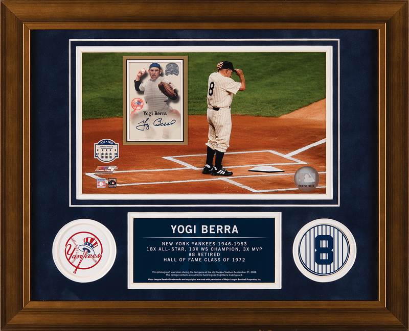 Lot 645 Yogi Berra Signed Baseball Card Display -  2000 Fleer Greats of the Game
