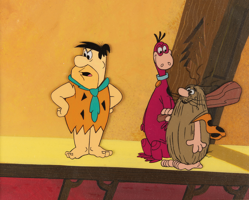 Lot 924 Fred, Dino, and Captain Caveman production cels from The Flintstones Comedy Show