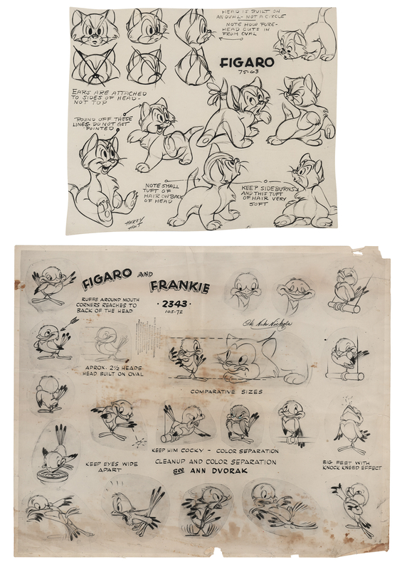 Lot 852 Figaro and Frankie photographic studio model sheets (2) from Figaro and Frankie