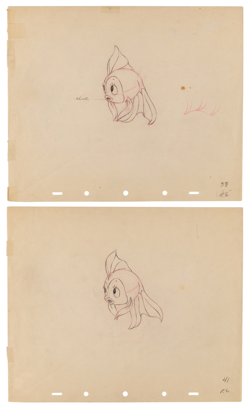 Lot 832 Cleo production drawings (2) from Pinocchio