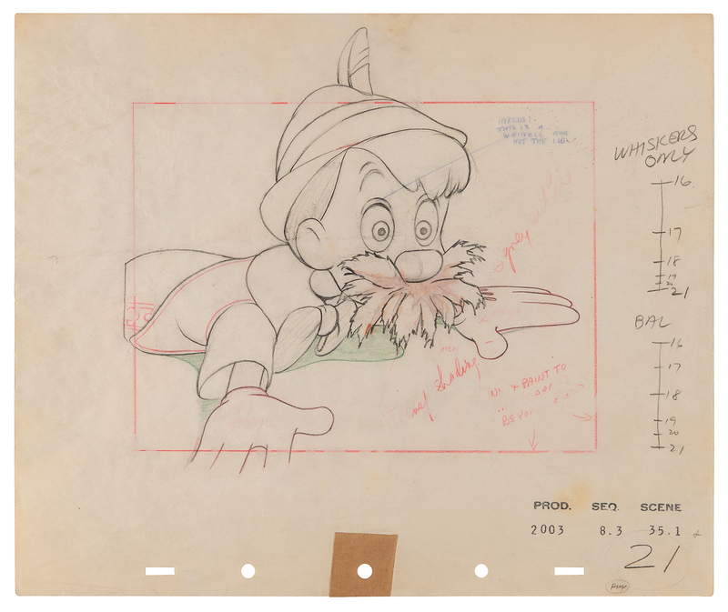 Lot 840 Pinocchio production drawing from Pinocchio
