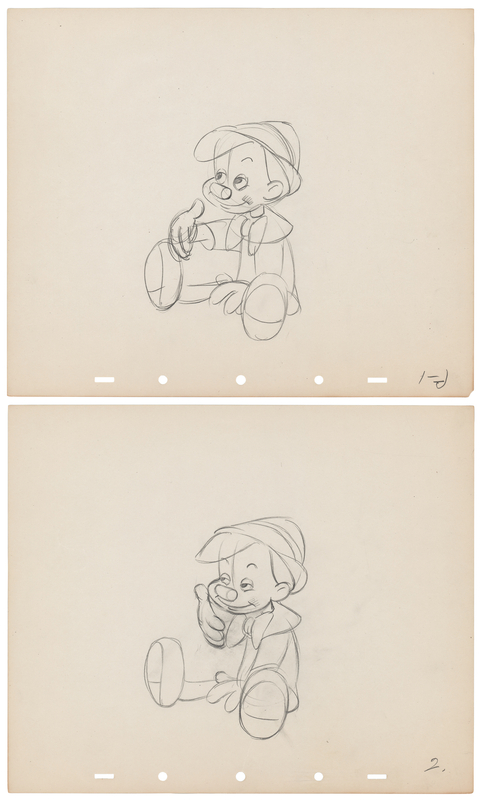 Lot 843 Pinocchio rough production drawings (2) from Pinocchio