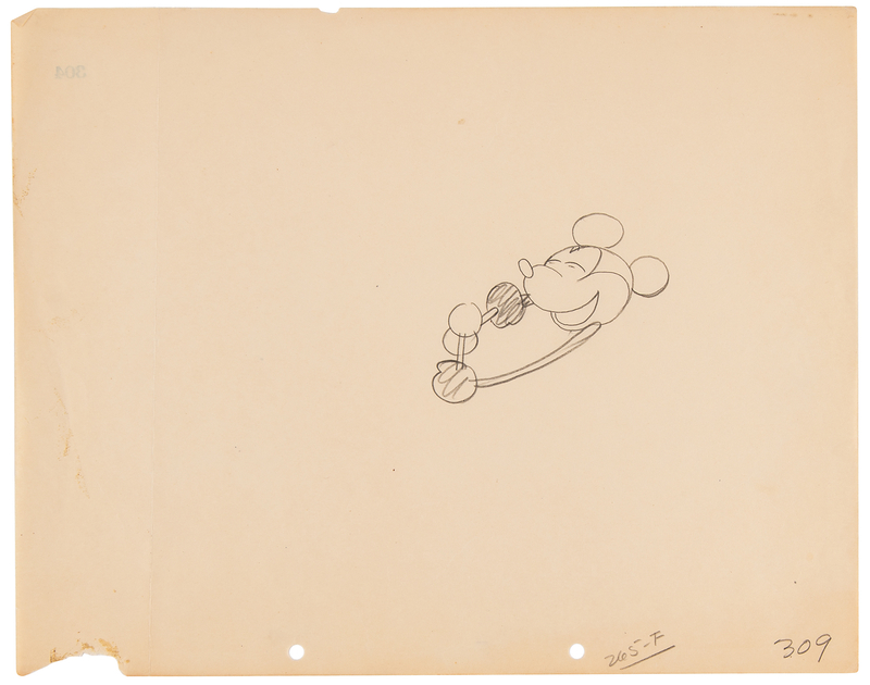 Lot 704 Mickey Mouse production drawing from Steamboat Willie