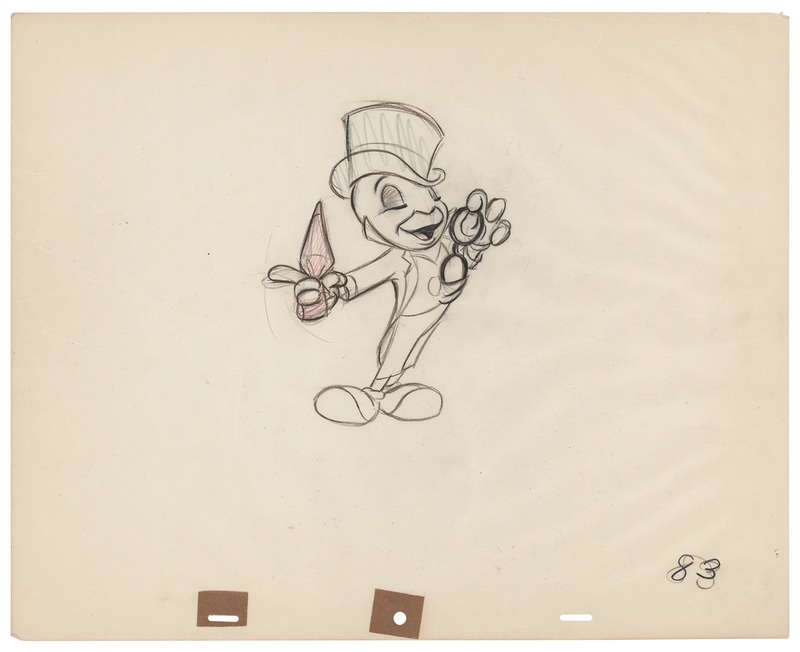Lot 836 Jiminy Cricket production drawing from Pinocchio