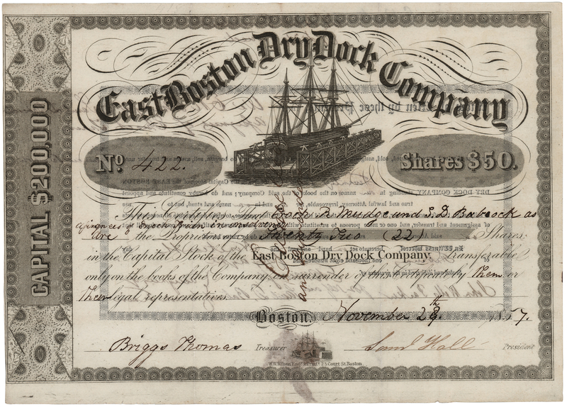 Lot 303 East Boston Dry Dock Company Stock Certificate