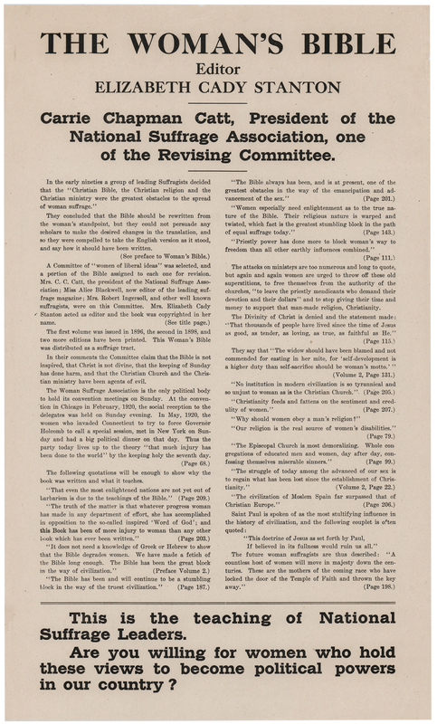 Lot 377 The Woman's Bible Anti-Suffrage Broadside