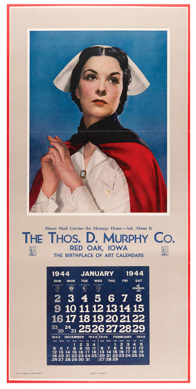 Lot 409 World War II 'Angel of Mercy' 1944 Calendar (22˝ x 46˝)