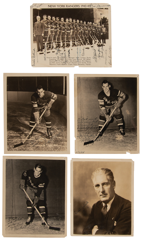 Lot 659 NY Rangers: 1942-1943 (5) Signed Photographs