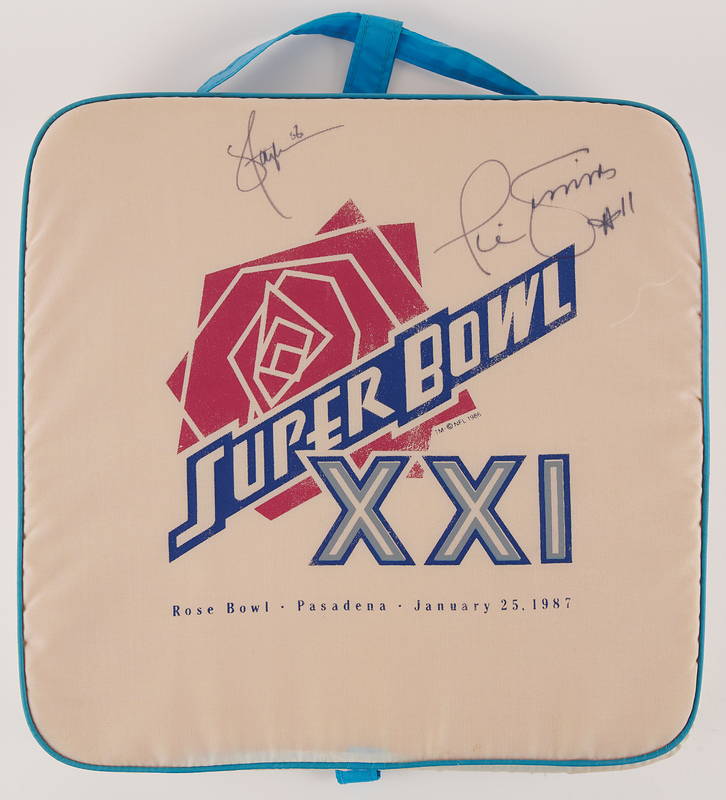 Lot 658 NY Giants: Lawrence Taylor and Phil Simms Signed 'Super Bowl XXI' Seat Cushion