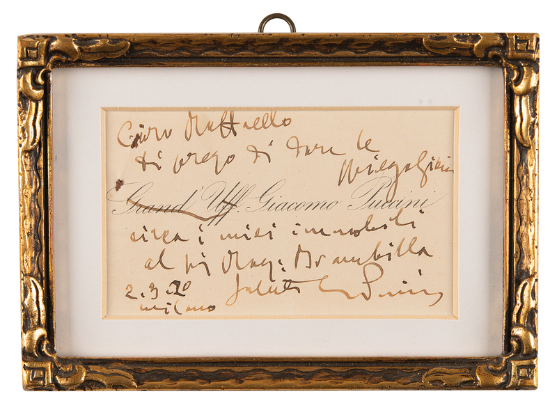 Lot 540 Giacomo Puccini Autograph Note Signed on Calling Card