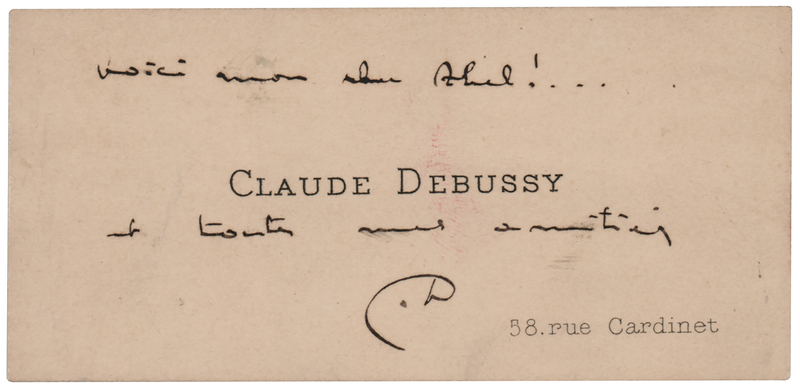 Lot 530 Claude Debussy Autograph Note Signed on Calling Card