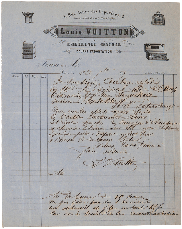 Lot 499 Louis Vuitton Rare Autograph Document Signed, Sending 