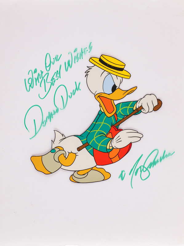 Lot 831 Donald Duck production cel from Mr. Duck Steps Out signed by Tony Anselmo