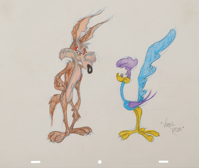 Lot 898 Virgil Ross Signed Original Drawing of Wile E. Coyote and the Road Runner
