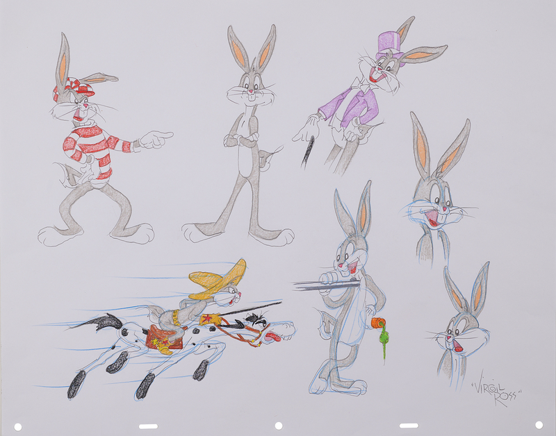Lot 892 Virgil Ross Signed Original Color Model Drawing of Bug Bunny