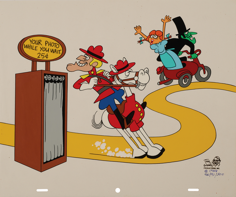 Lot 936 Dudley Do-Right, Horse, and Snidely Whiplash limited edition cel from The Dudley Do-Right Show - 'Phone Booth’ (#91/300)