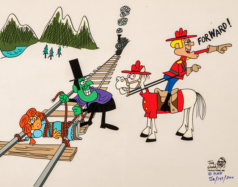 Lot 937 Dudley Do-Right, Horse, Nell Fenwick, and Snidely Whiplash limited edition cel from The Dudley Do-Right Show (#141/300)