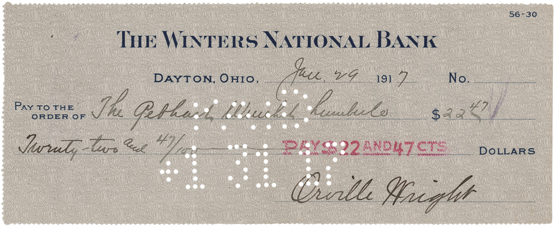 Lot 418 Orville Wright Signed Check