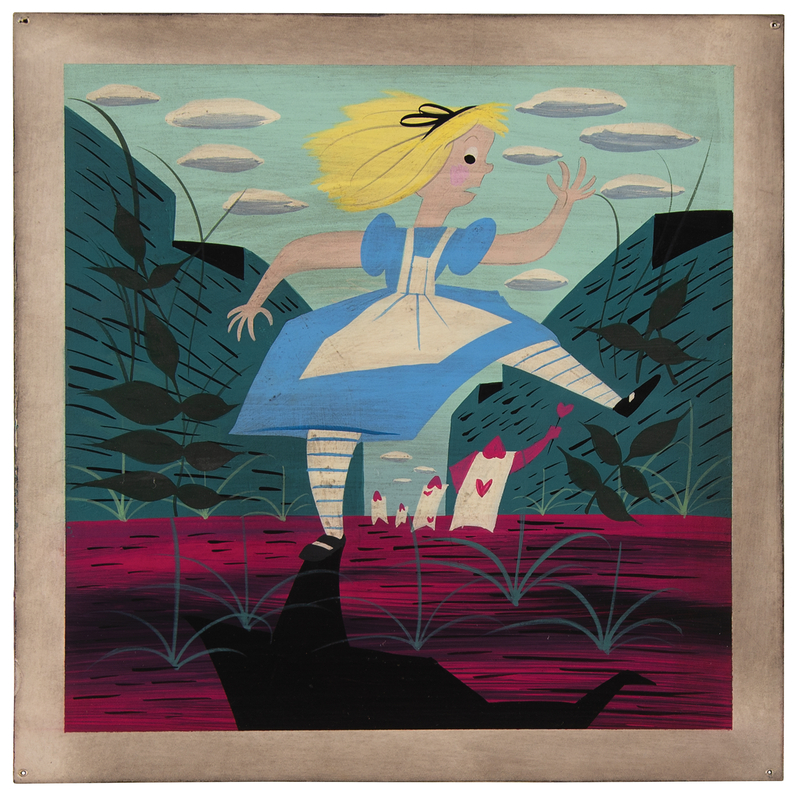 Lot 770 Mary Blair concept painting of Alice and Playing Cards from Alice in Wonderland