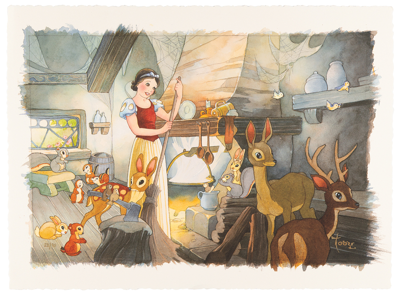 Lot 888 Snow White and forest animals giclee print signed by Toby Bluth (Ltd. Ed. #28/95)