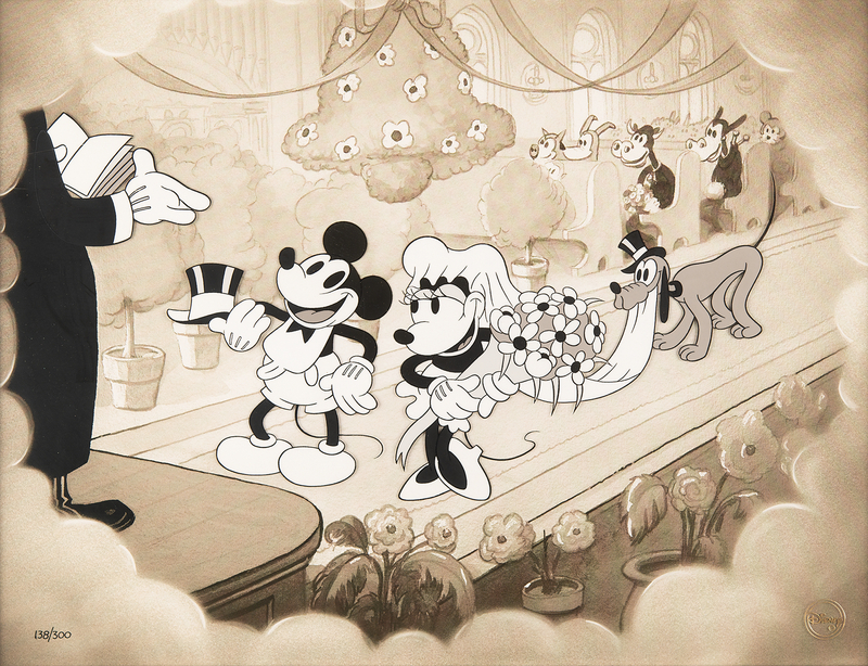 Lot 884 Mickey and Minnie Mouse and Pluto limited edition cel entitled I Do (Ltd. Ed. #138/300)