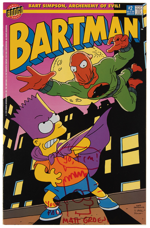 Lot 938 Matt Groening Signed 'Bartman' Comic Book with Sketch of Bart Simpson