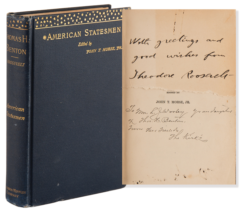 Lot 10 Theodore Roosevelt Signed Book - American Statesmen: Thomas Hart Benton