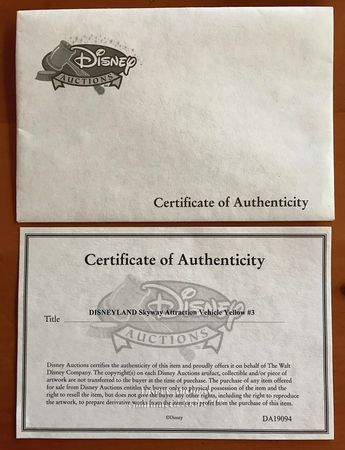 Lot #763 Disneyland Skyway Attraction Vehicle Yellow #3 - Image 10