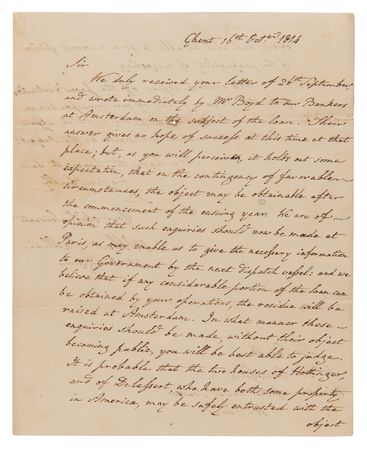 Lot #380 War of 1812: John Quincy Adams and Albert Gallatin Letter Signed with $6 Million European Loan Document Archive - Image 2