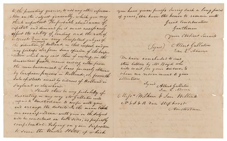 Lot #380 War of 1812: John Quincy Adams and Albert Gallatin Letter Signed with $6 Million European Loan Document Archive - Image 8
