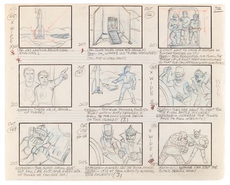 Lot #782 Fantastic Four (42) production storyboard opening title and episode pages from The Fantastic Four - Image 9