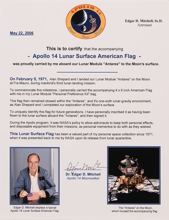 Lot #422 Apollo 14 Lunar Surface-Flown American Flag - From the Personal Collection of Edgar Mitchell - Image 3