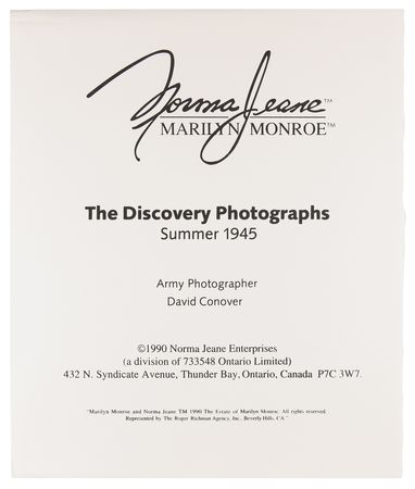 Lot #547 Marilyn Monroe: David Conover Limited Edition Suite of (18) Photographic Prints - ?Norma Jeane / Marilyn Monroe: The Discovery Photographs, Summer 1945? - Image 5