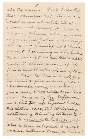 Lot #508 Samuel L. Clemens Autograph Letter Signed with Sketch, Criticizing Mrs. Thomas Bailey Aldrich: 