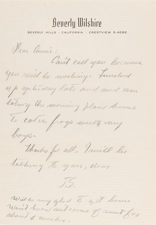Lot #512 John Steinbeck Archive of (9) Autograph Letters Signed to Actress Ann Sothern, Commenting on Writing, Family, and Hollywood Gossip: 