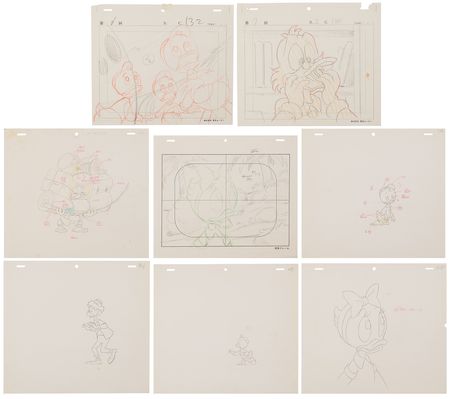Lot #879 DuckTales characters (8) production drawings from DuckTales - Image 1
