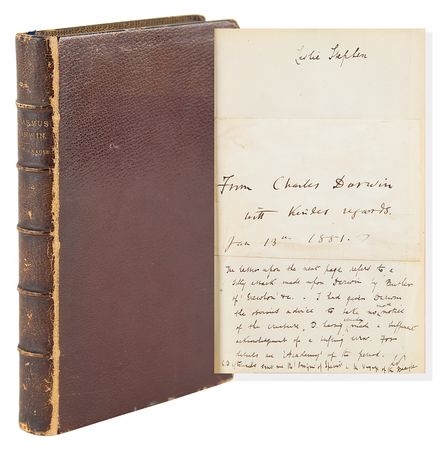Lot #208 Charles Darwin Autograph Letter Signed and Signature in Book on Erasmus Darwin - Once the Property of Virginia Woolf - Image 1