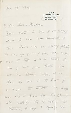 Lot #208 Charles Darwin Autograph Letter Signed and Signature in Book on Erasmus Darwin - Once the Property of Virginia Woolf - Image 4